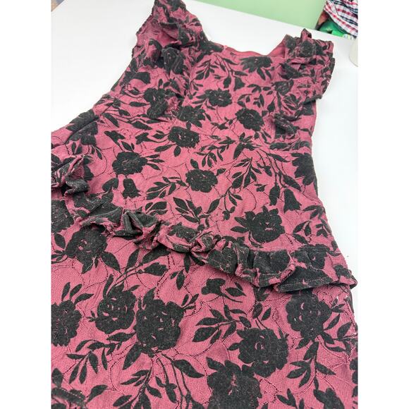 Zac Posen Girl Maroon with Black Floral Dress - Picture 4 of 4